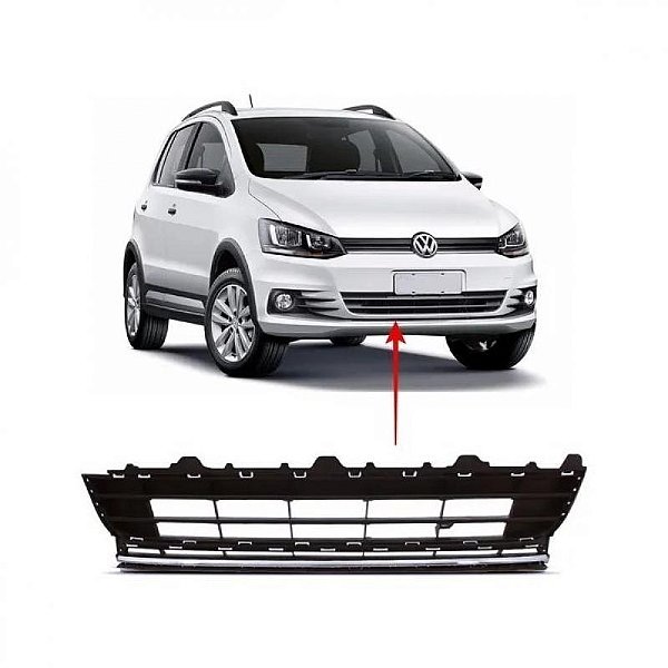 Grade do para choque fox volkswagen de 2015 a 2022 dianteira central preta com friso cinza