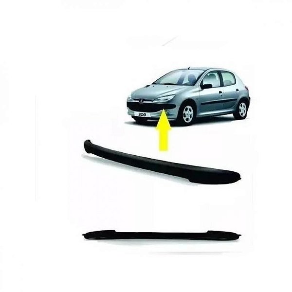 Moldura inferior do para choque 206 peugeot de 1998 a 2010 dianteira preta sem pisca texturizada