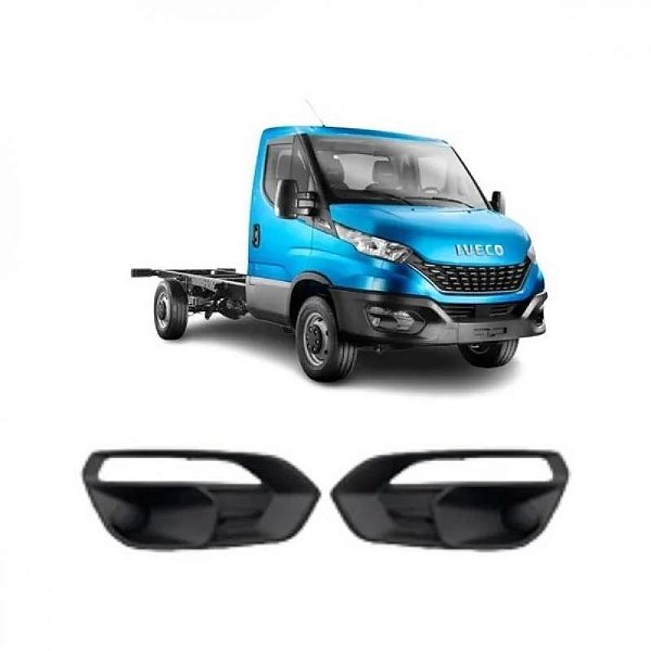 Grade do para choque iveco de 2020 a 2025 dianteira lateral lado direito com friso cromado sem furo para auxiliar e com furo para luz diurna