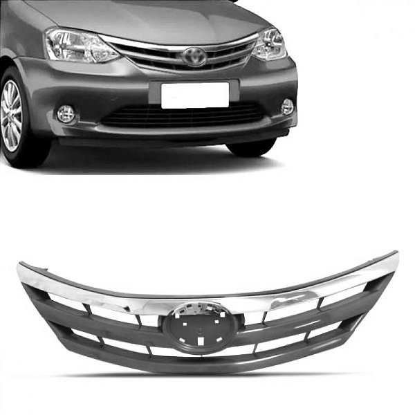 Grade do radiador etios toyota de 2012 a 2016 cinza com friso cromado