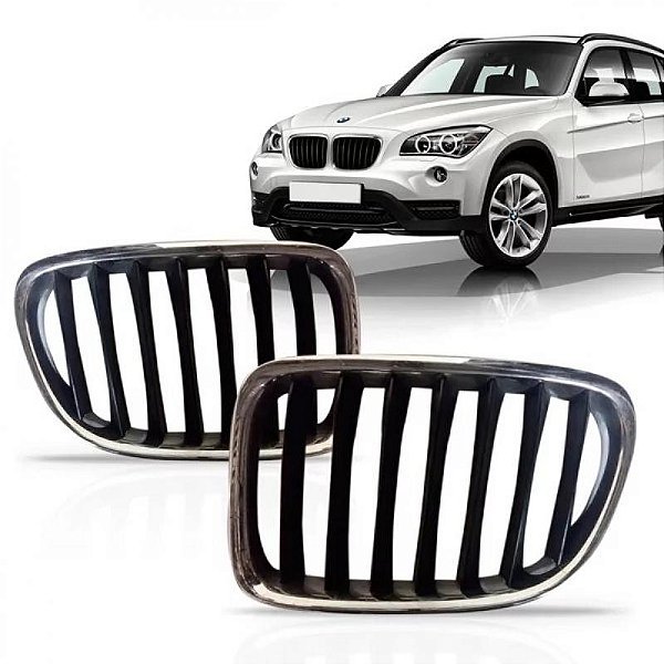 Grade do radiador x1 bmw de 2013 a 2015 lado direito preta com moldura inferior do para choque cromada