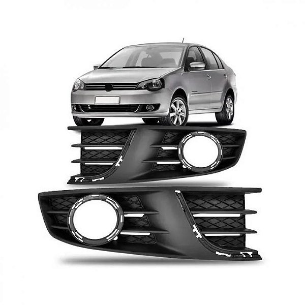 Grade do para choque polo volkswagen de 2012 a 2014 lateral dianteira lado direito com furo para auxiliar e com friso cromado