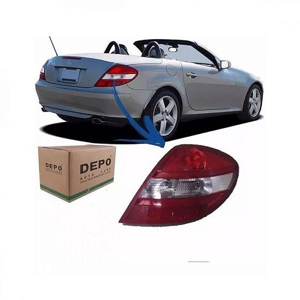 Lanterna slk mercedes benz de 2006 a 2010 traseira lado esquerdo vermelha e branca com LED versões 200 250 e 350