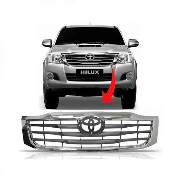 Grade do radiador hilux toyota de 2012 a 2015 cromada e cinza picape