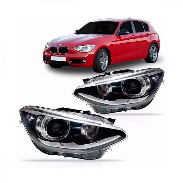 Farol série 1 bmw de 2013 a 2015 lado esquerdo elétrico com projetor entrada angel