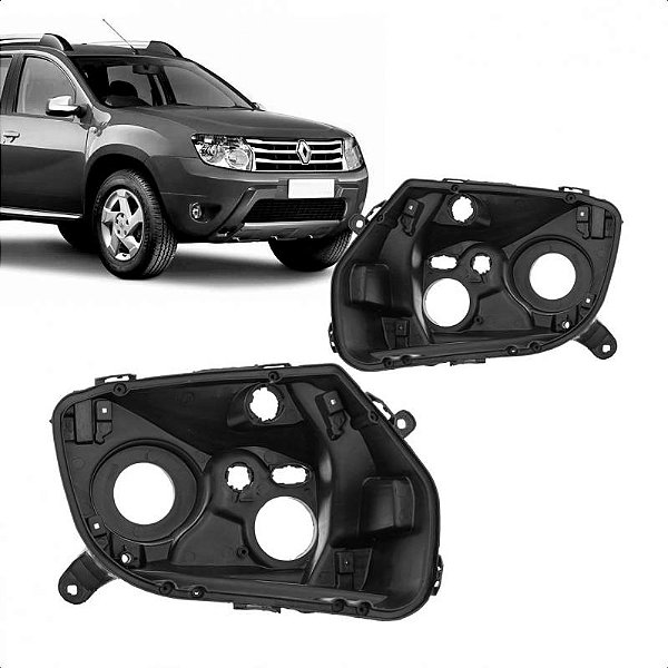 Carcaça de farol duster renault de 2010 a 2015 lado direito