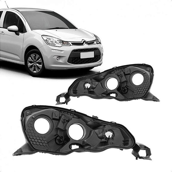 Carcaça de farol c3 citroën de 2013 a 2020 lado esquerdo