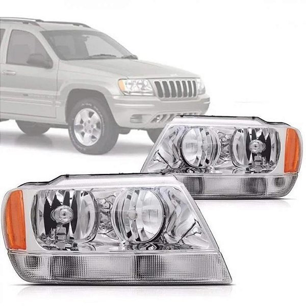 Farol grand cherokee jeep de 1999 a 2001 lado esquerdo cromado
