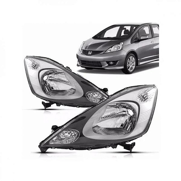 Farol fit honda de 2009 a 2012 lado direito cinza manual