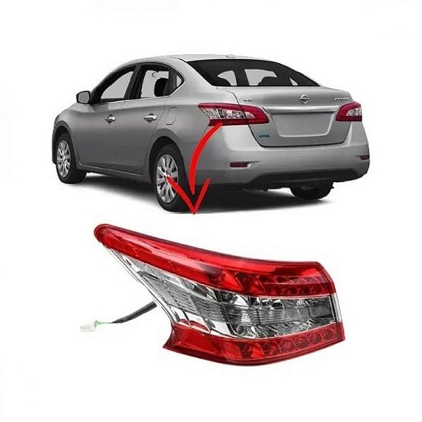 Lanterna sentra nissan de 2014 a 2016 traseira de canto lado esquerdo com LED