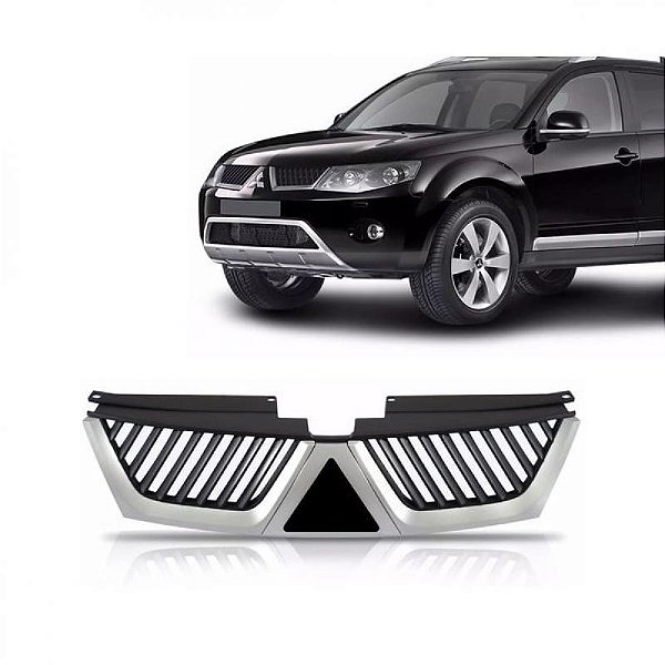 Grade do radiador outlander mitsubishi de 2007 a 2009 cinza e preto