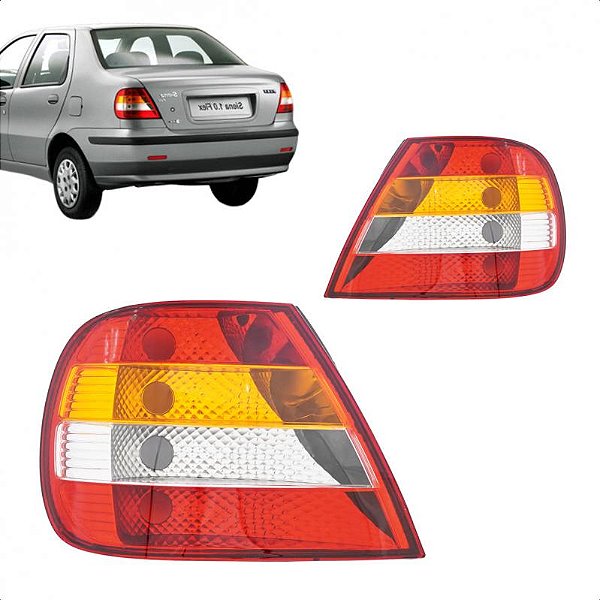 Lanterna siena fiat de 2001 a 2006 traseira lado direito tricolor com carcaça preta
