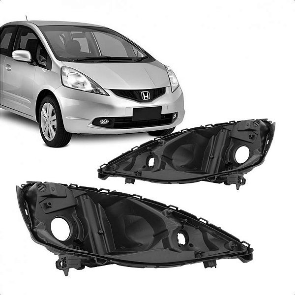 Carcaça de farol fit honda de 2009 a 2012 lado esquerdo