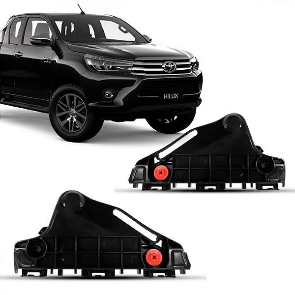 Suporte guia do para choque hilux toyota de 2016 a 2017 dianteiro lado direito picape cabine simples com furo e com friso cromado