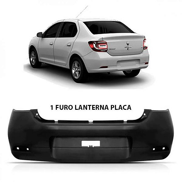 Para choque logan renault de 2014 a 2016 traseiro preto sem furo para sensor e sem furo para câmera