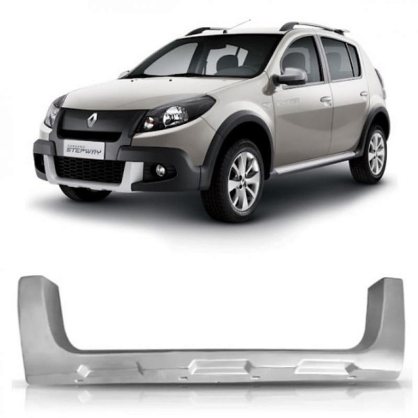 Moldura para choque sandero renault de 2012 a 2014 dianteira inferior prata stepway