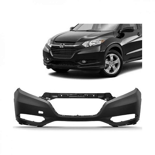 Para choque hrv honda de 2015 a 2018 dianteiro preto liso sem furo para sensor