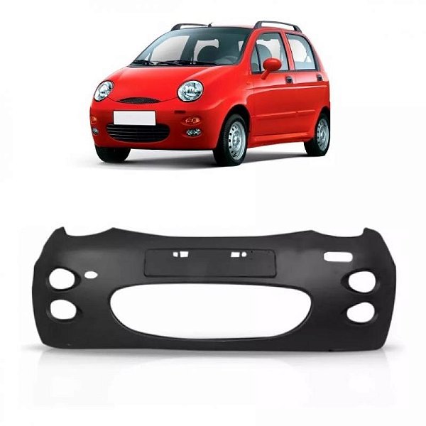 Para choque qq chery de 2011 a 2016 dianteiro preto liso com ressalto para placa