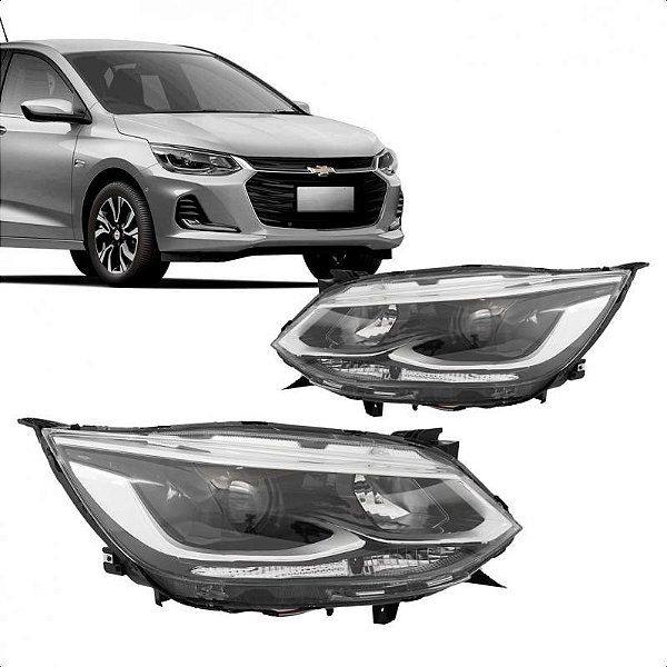 Farol onix chevrolet de 2020 a 2025 lado direito cromado elétrico com projetor