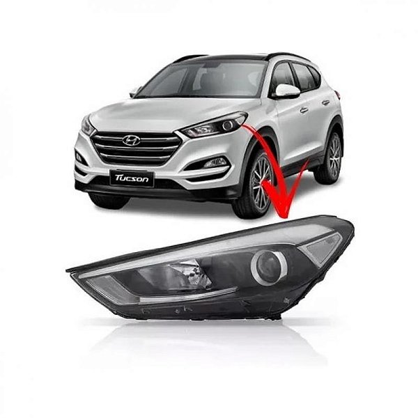 Farol tucson hyundai de 2017 a 2022 lado direito elétrico com motor