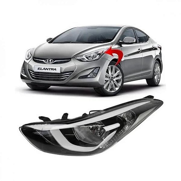 Farol elantra hyundai de 2014 a 2016 lado direito elétrico com motor sem projetor