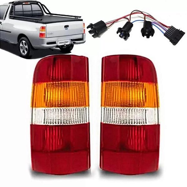 Lanterna courier ford de 1996 a 2013 traseira lado esquerdo tricolor com chicote