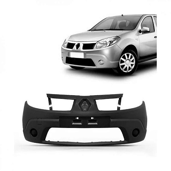 Para choque sandero renault de 2008 a 2011 dianteiro preto sem furo