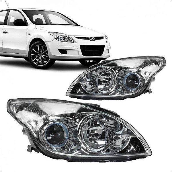 Farol i30 hyundai de 2009 a 2012 lado esquerdo cromado manual