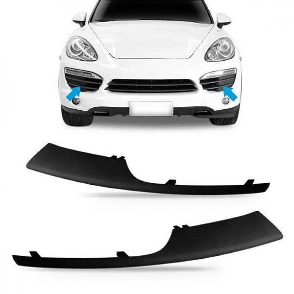 Moldura inferior do para choque da grade cayenne porsche de 2011 a 2014 lado direito dianteiro sport com suporte com furo e friso cromado