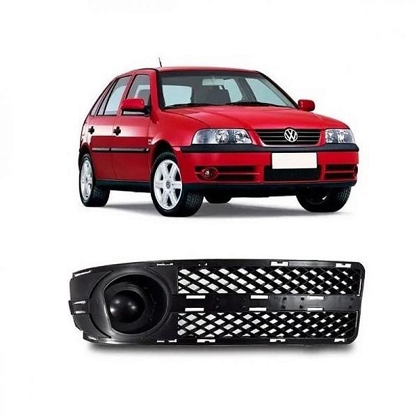 Grade para para choque gol volkswagen de 2004 a 2005 dianteiro lado esquerdo preto geração 3 fase dois ponteira para choque sem furo com friso cromado