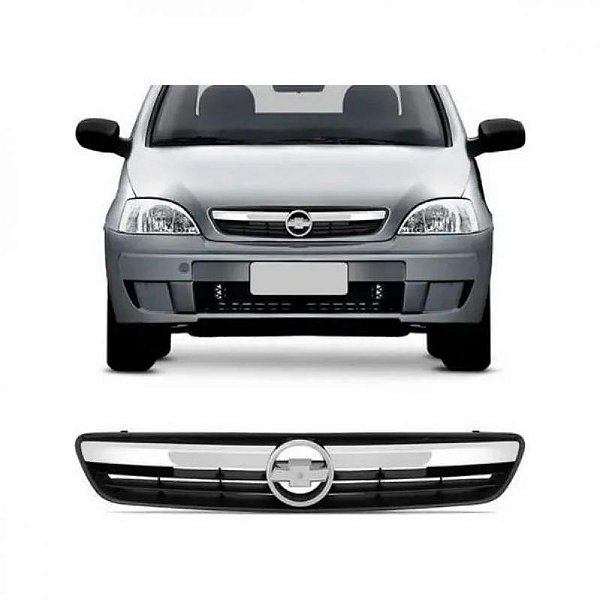 Grade do radiador corsa e montana chevrolet de 2008 a 2012 preta com friso preto sem emblema