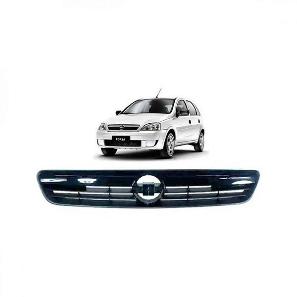 Grade do radiador corsa e montana chevrolet de 2008 a 2012 cinza com friso preto sem emblema