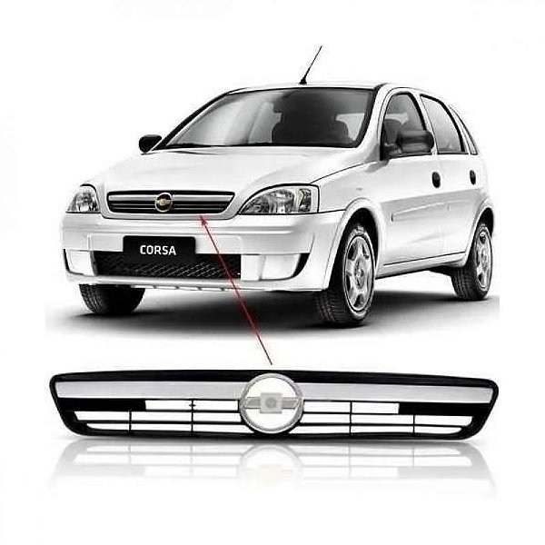 Grade do radiador corsa e montana chevrolet de 2008 a 2012 cinza com friso cromado sem emblema