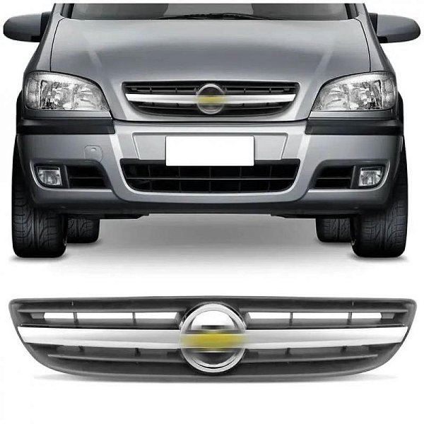 Grade do radiador zafira chevrolet de 2005 a 2012 cinza com friso cromado