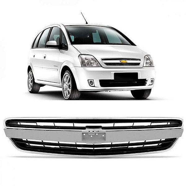 Grade do radiador meriva chevrolet de 2009 a 2012 preta com friso em primer e aro cromado