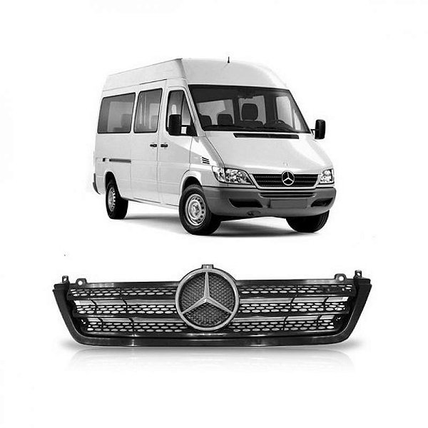 Grade do radiador sprinter mercedes benz de 2003 a 2011 preta com friso preto e com emblema