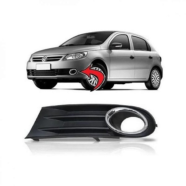 Grade do para choque gol volkswagen de 2009 a 2012 dianteiro lado esquerdo cromada geração cinco com furo