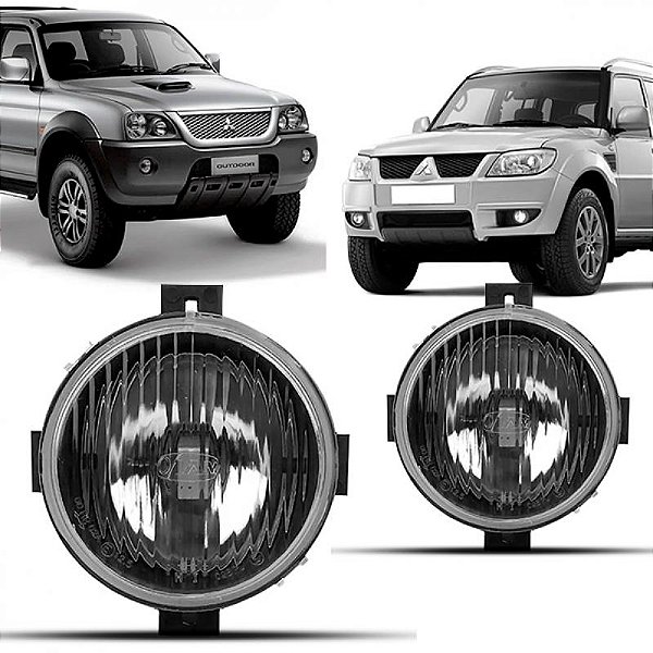 Farol auxiliar l200 sport mitsubishi de 2004 a 2012 e tr4 mitsubishi de 2004 a 2009 lado direito e lado esquerdo cristal em policarbonato