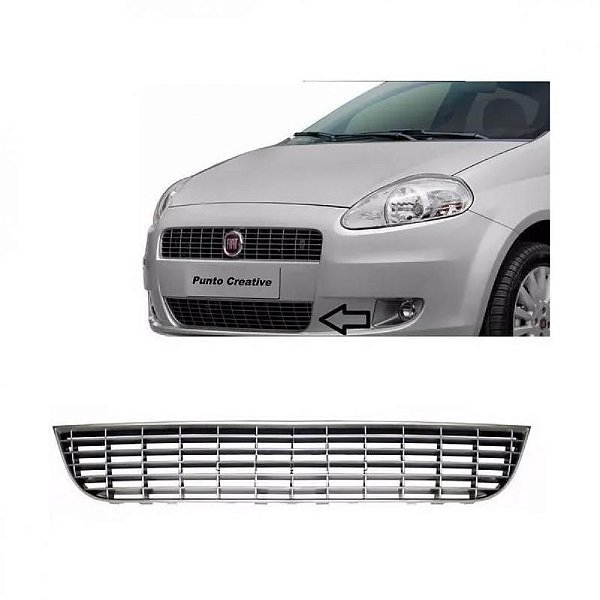Grade do para choque punto fiat de 2007 a 2012 dianteira central prata