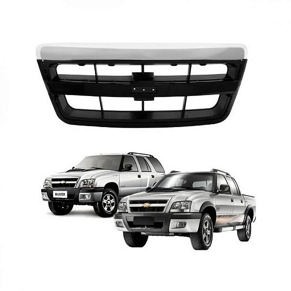 Grade do radiador s10 chevrolet de 2009 a 2011 cromada com moldura inferior para choque suporte e adaptador de 2001 a 2008