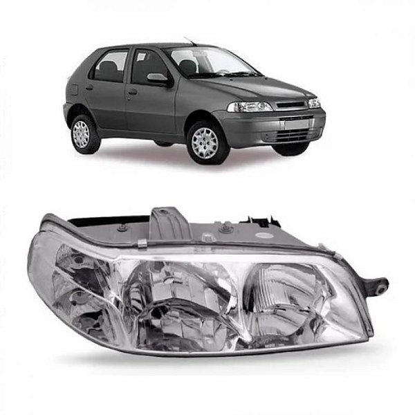 Farol palio e siena fiat de 2001 a 2006 lado esquerdo com carcaça cinza fire