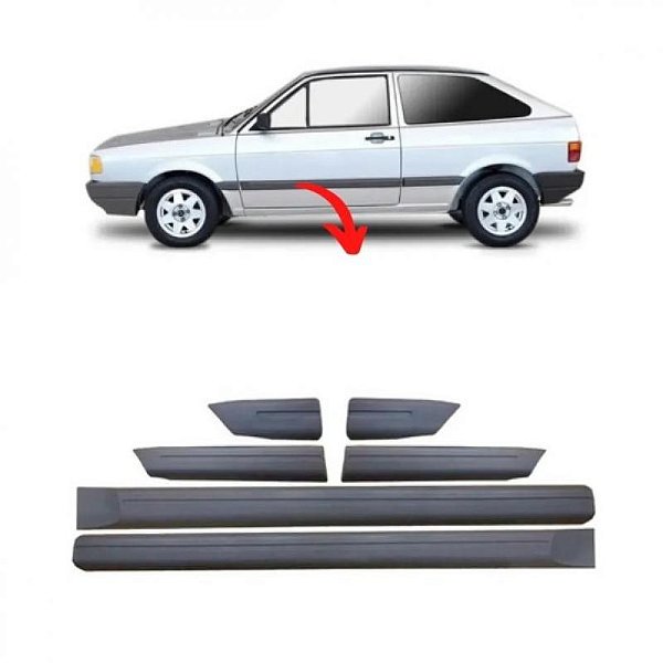 Friso gol volkswagen de 1991 a 1996 lateral cinza largo conjunto de 6 peças