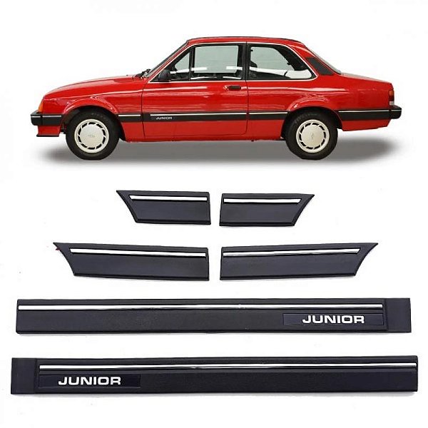 Friso chevette chevrolet de 1987 a 1996 lateral preto versão junior conjunto de 6 peças