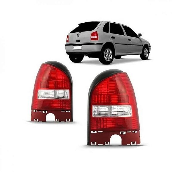 Lanterna gol volkswagen de 1999 a 2005 traseira lado direito cristal de ré com carcaça preta geração três ponteira para choque