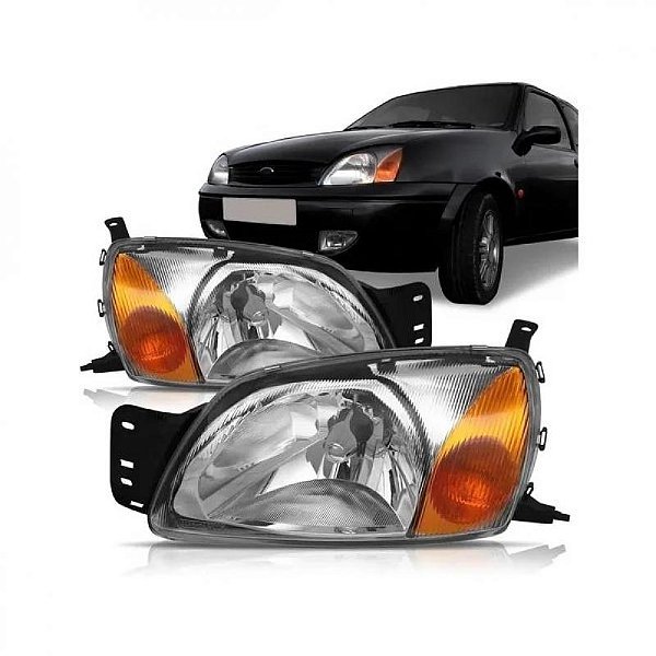 Farol fiesta ford de 2000 a 2002 e courier ford de 2000 a 2013 lado esquerdo com pisca âmbar