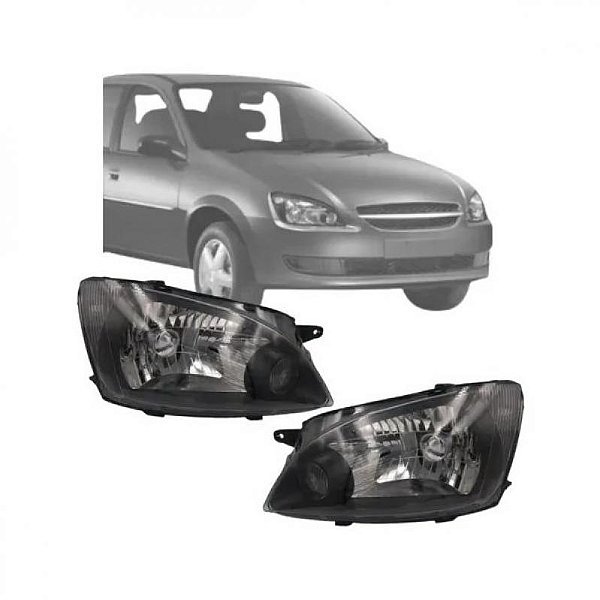 Farol corsa classic chevrolet de 2010 a 2016 lado esquerdo máscara negra