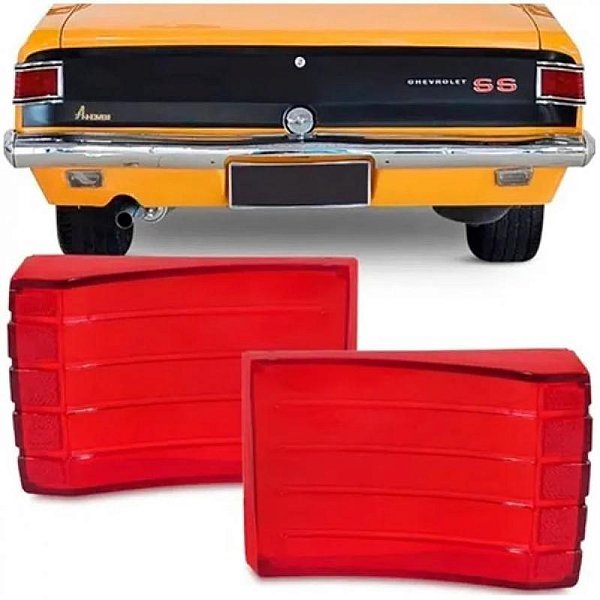 Lente opala chevrolet de 1969 a 1974 traseira lado esquerdo borda vermelha acrílico