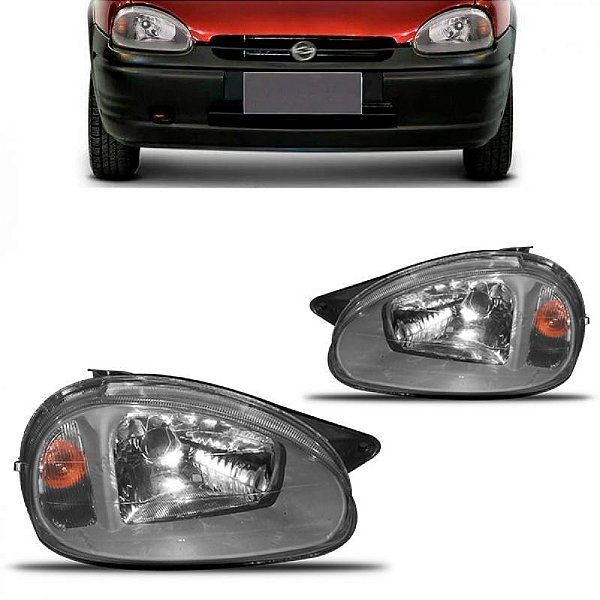 Farol corsa chevrolet de 2000 a 2009 lado esquerdo carcaça preta e máscara cinza