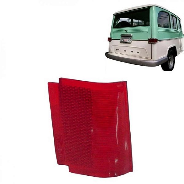 Lente rural ford de 1960 a 1979 traseira lado direito borda vermelha reta de acrílico