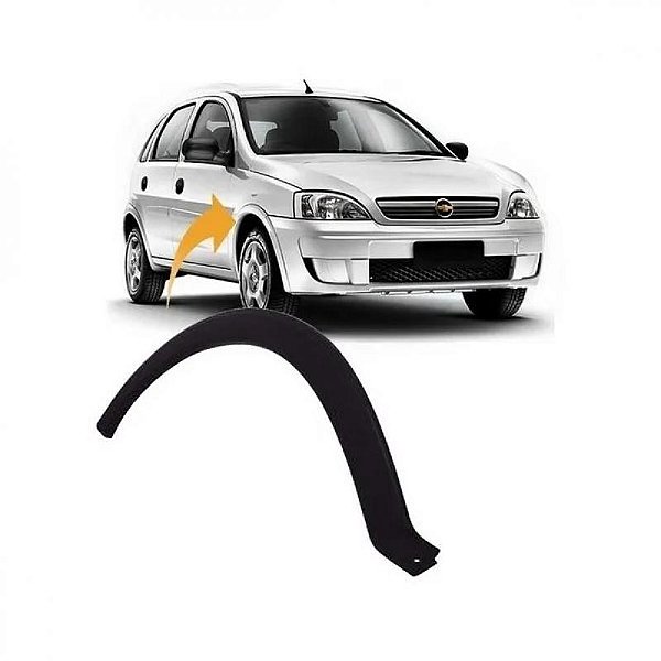 Moldura do vão da roda corsa chevrolet de 2003 a 2012 e montana chevrolet de 2003 a 2010 dianteira lado esquerdo preta